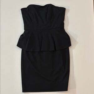 Shoshanna Black Strapless Peplum Cocktail Dress